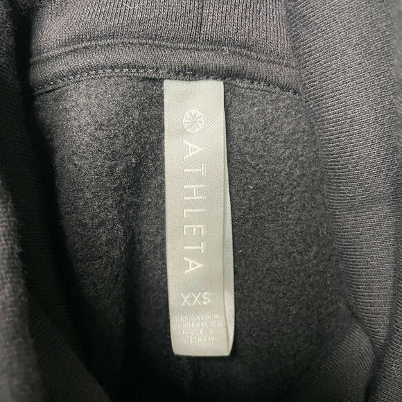 Athleta 24/7 Funnel Neck Pullover Long Sleeve Thick Sweatshirt Black Womens XXS - Picture 7 of 12